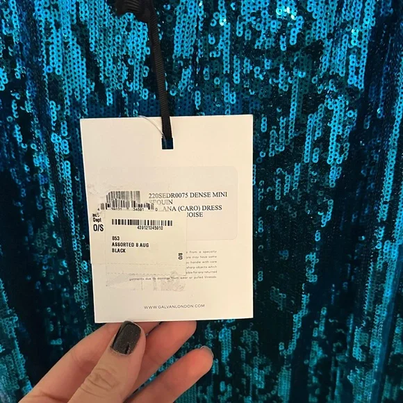 NWT Galvon London Aqua Sequin Gown - Picture 7 of 7